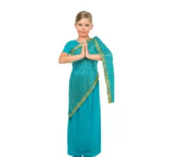 costume turchese Bollywood per le ragazze