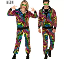 Costume Tuta Animalier Arcobaleno Fluo per adulto