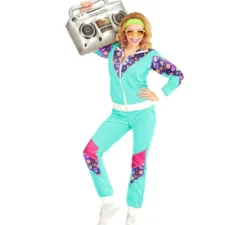 Costume tuta anni '80 azzurro per adulto