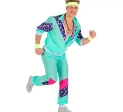 Costume tuta anni '80 azzurro per adulto