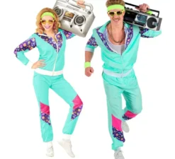 Costume tuta anni '80 azzurro per adulto