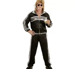 Costume tuta anni '80 nero e argento per uomo