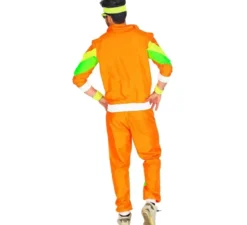 Costume tuta arancione e verde anni '80 per adulto