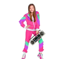 Costume tuta fucsia anni '80 per bambini e ragazzi