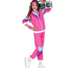 Costume tuta fucsia anni '80 per bambini e ragazzi
