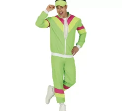 Costume tuta verde fluo e fucsia per uomo