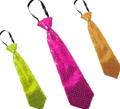 Cravatta 31 cm con paillettes in vari colori Fluor