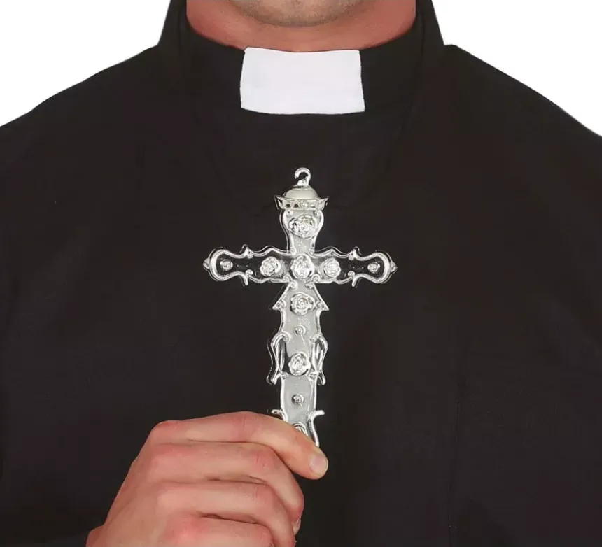 Croce religiosa in 2 colori assortiti Oro e Argento di 15 cm
