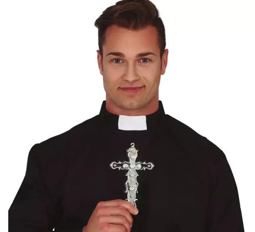 Croce religiosa in 2 colori assortiti Oro e Argento di 15 cm