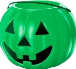 Cubo di zucca per caramelle verde 19x23x23 cm