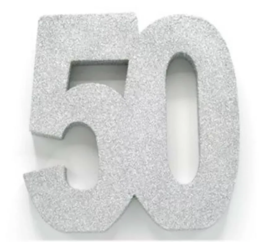 Decorazione Tavola Numero 50 Colore Argento