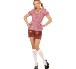 Denim scozzese rosso o camicetta bavarese da donna