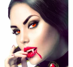 Dentiera da vampiro con 4 capsule di sangue