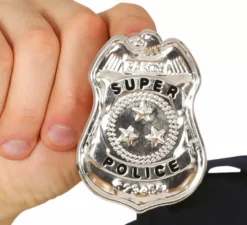 Distintivo Super Police in metallo da 7 cm