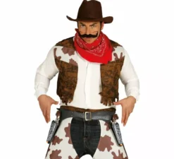 Doppia fondina nera con due pistole da cowboy