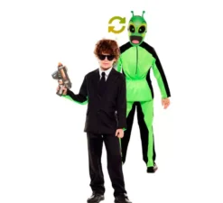 Doppio costume da uomo nero e alieno per bambino