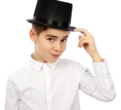 Elegante cappello a cilindro nero per bambini 25x22x10 cm