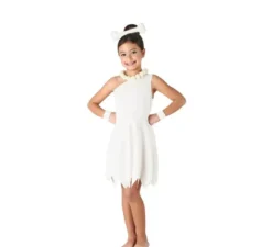 Elegante costume bianco da cavernicolo per bambina