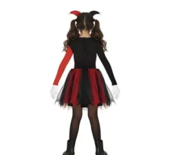 Elegante costume da Arlecchino rosso e nero per bambina