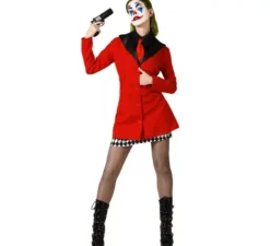 Elegante costume da Arlecchino rosso per donna