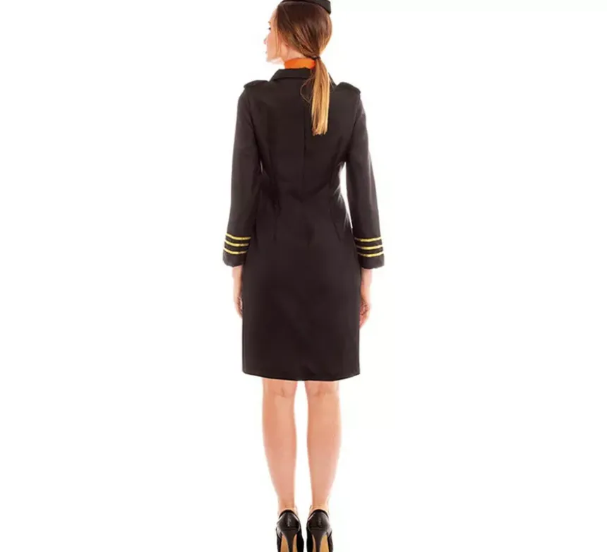 Elegante costume da assistente di volo con cappello per donna