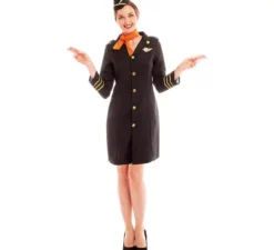 Elegante costume da assistente di volo con cappello per donna
