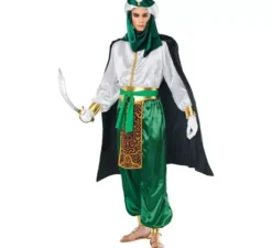Elegante costume da beduino verde e bianco per uomo