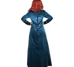 Elegante costume da cortigiana medievale blu per donna