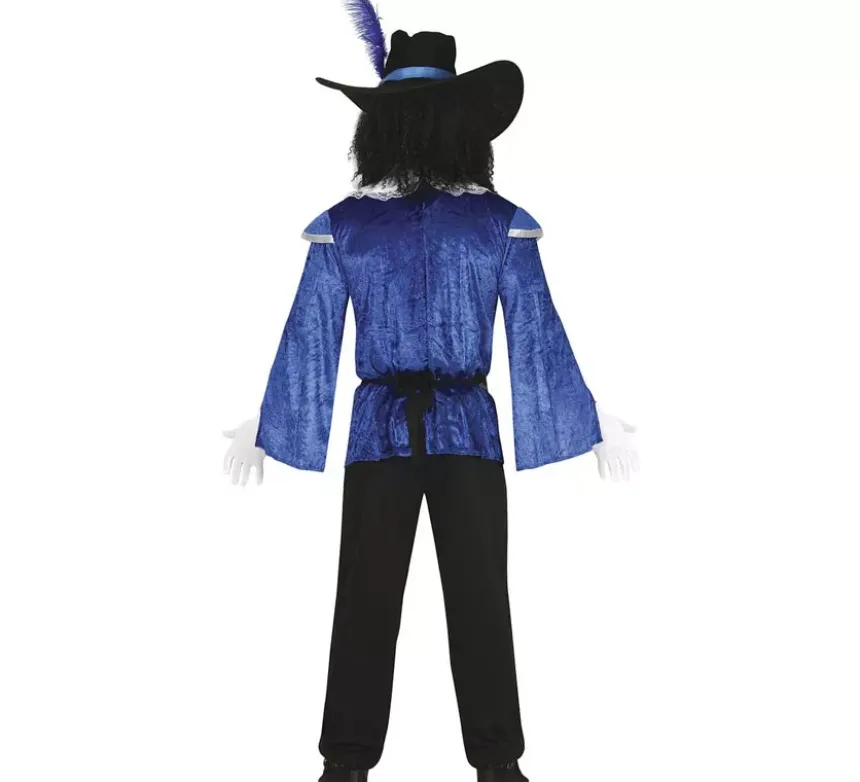 Elegante costume da moschettiere blu per uomo