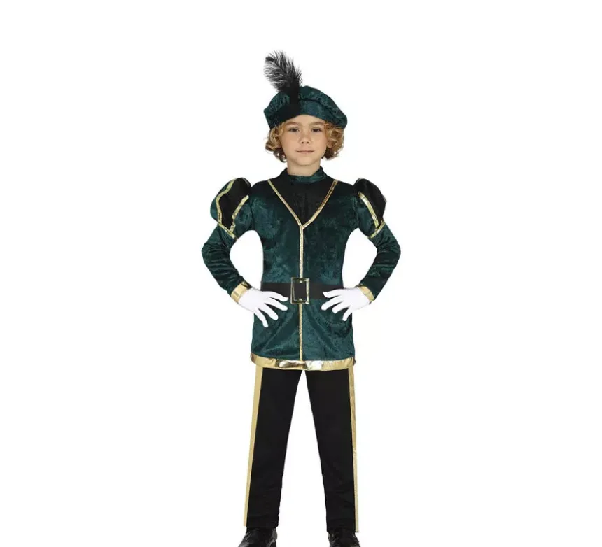 Elegante costume da paggio verde