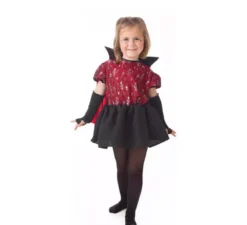 Elegante costume da vampiro scheletro con mantello per bambina