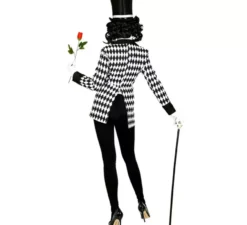 Elegante costume o giacca scozzese da arlecchino per donna