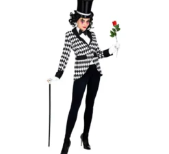 Elegante costume o giacca scozzese da arlecchino per donna