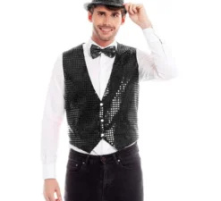 Elegante gilet nero con paillettes da uomo