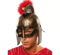 Elmo romano d'oro con capelli rossi