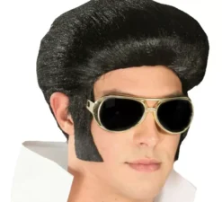Elvis o parrucca rocker con toupee e basette