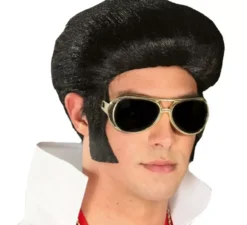 Elvis o parrucca rocker con toupee e basette