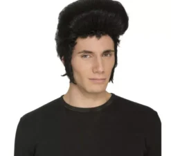 Elvis parrucca rocker nero con toupee