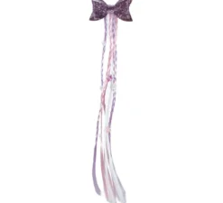 Extension per capelli intrecciati lilla e rosa con fiocco da 30 cm