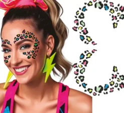 Faccia glitterata leopardata multicolore