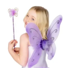 Fairy Kit per bambini in vari colori: ali di farfalla e bacchetta magica