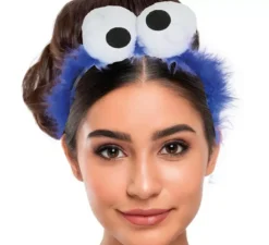 Fascia per capelli blu con piume