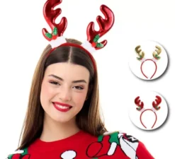 Fascia per capelli con corna di renna metallizzata in colori assortiti