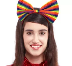 Fascia per capelli con fiocco arcobaleno
