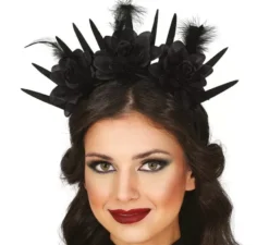 Fascia per capelli con fiori neri