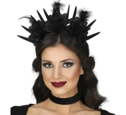 Fascia per capelli con fiori neri