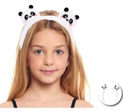 Fascia per capelli con orsetto panda ripieno per bambini