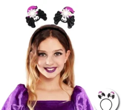 Fascia per capelli con ragno glitterato nero e viola per bambini