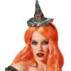 Fascia per capelli in argento con mini cappello da strega