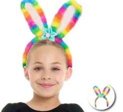 Fascia per capelli in peluche arcobaleno